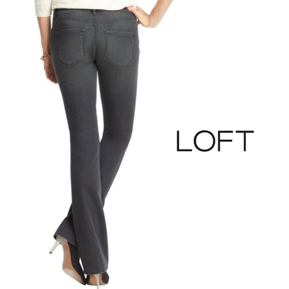 LOFT Modern Low Rise Sexy Boot Gray Stretch Denim Jean​​​​​​​​